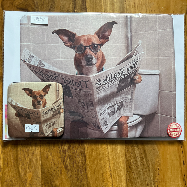 Dog on a bog mouse mat and coaster 