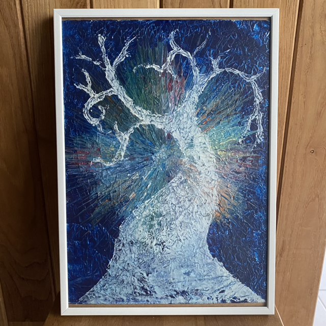 Arbre, Acrylique sur aluminium, Cadre Blanc format 21x29,7cm, 2020