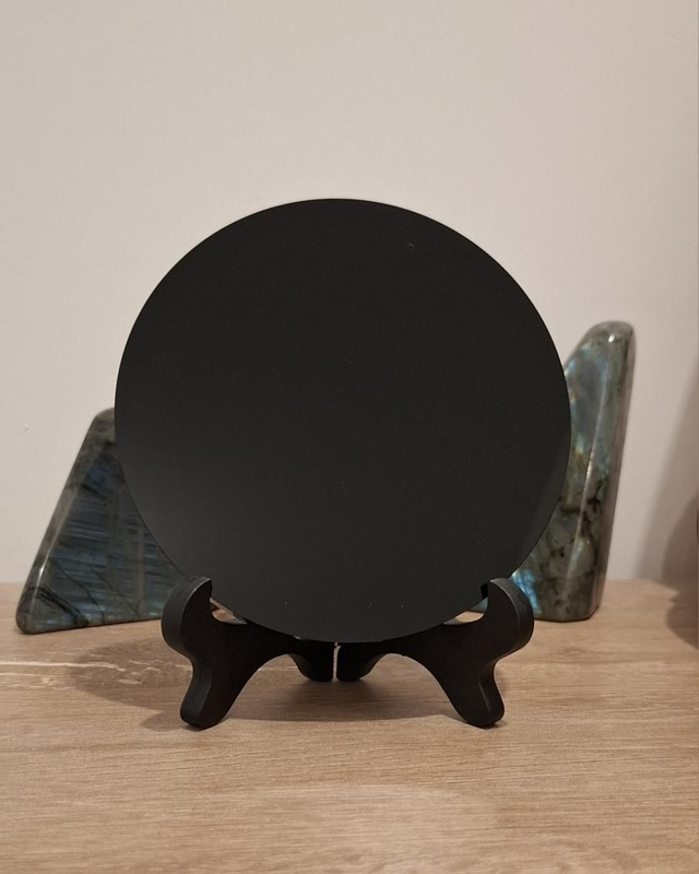 Obsidian mirror with stand 12cm 