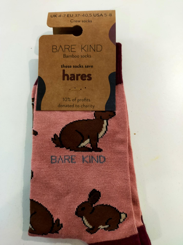 Hare bamboo socks. Bare Kind Size 4-7