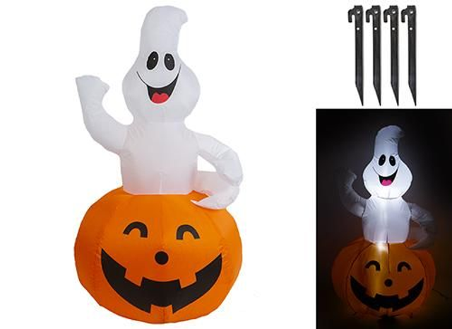 Halloween , Fantasma nella zucca gonfiabile con luce 120 cm 