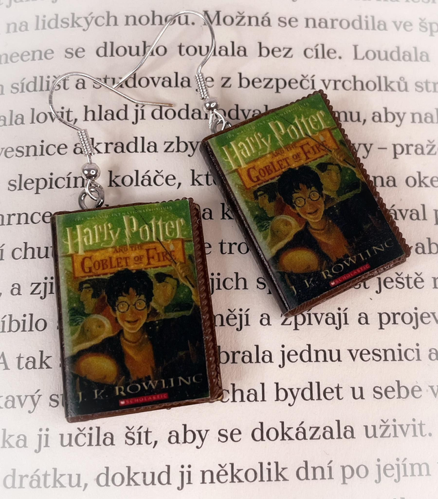 Náušnice mini knížky HP Ohnivý pohár