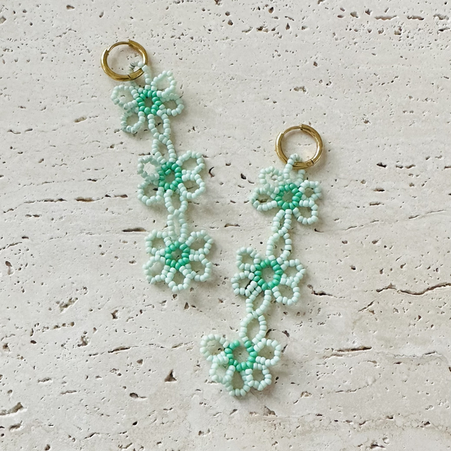 Oorbellen bloemen groen