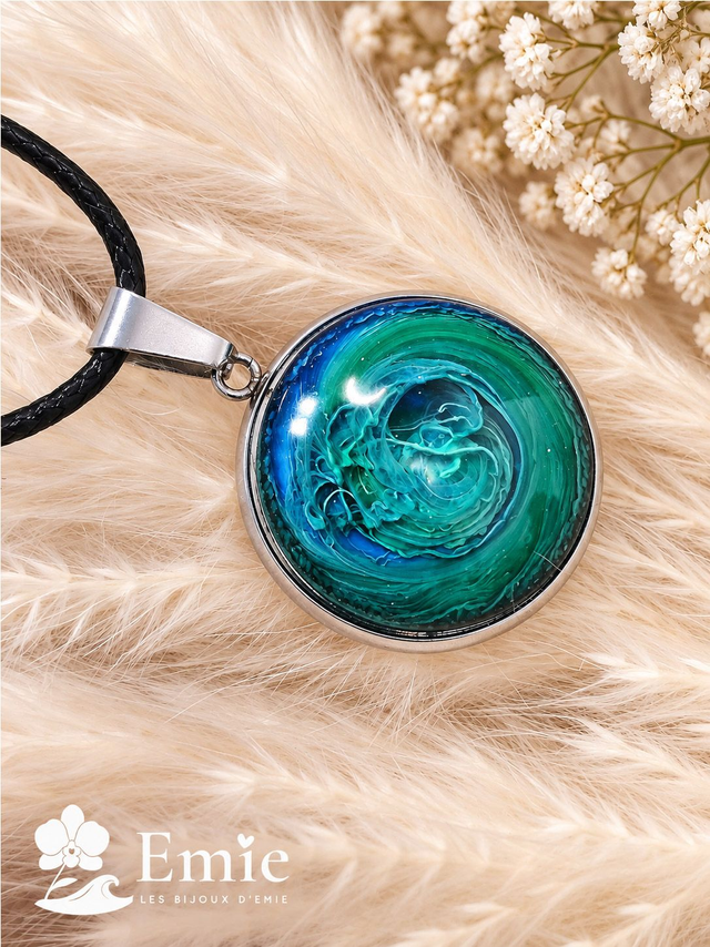 Colliers - Océane✨ Vert et bleu roi- Résine Epoxy