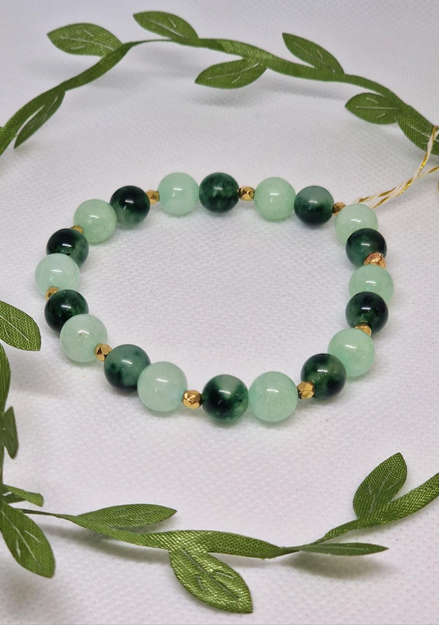 Bracelet Agate et Jade vert en 0,8 cm