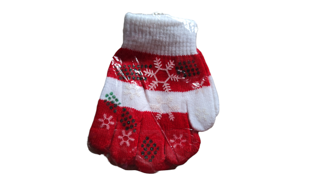 Gants rouge et blanc  flocon 2-4 ans