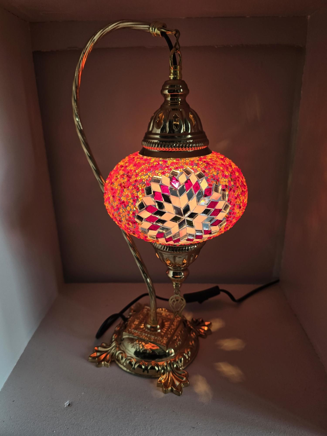 Large Mosaic Swanneck Table Lamp