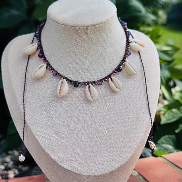 Collier MOANA améthyste et coquillages 