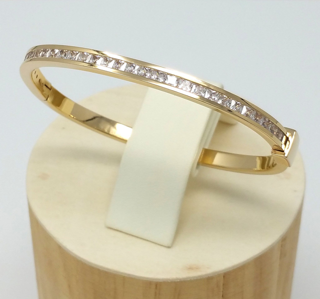 BRACELET PLAQUE OR ET ZYRCONIUM LYA1