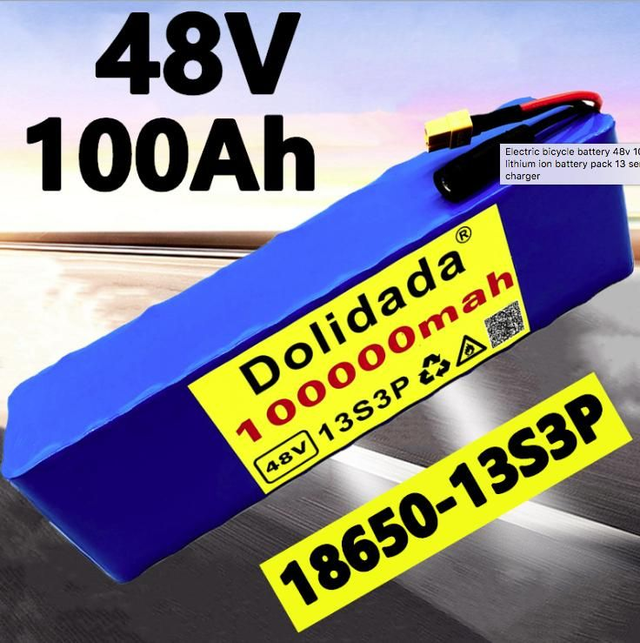 Electric bicycle battery 48v 100Ah 18650 lithium ion battery pack 13 series 3 parallel + charger
