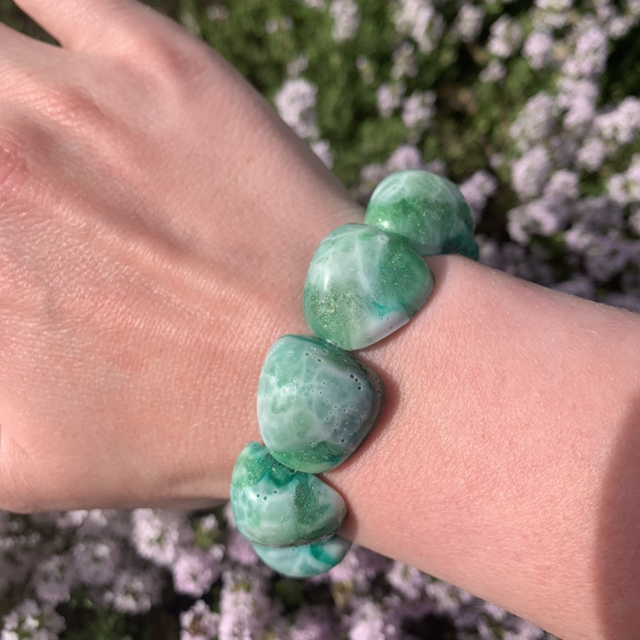 Bracelet Galets - Vert marbré 