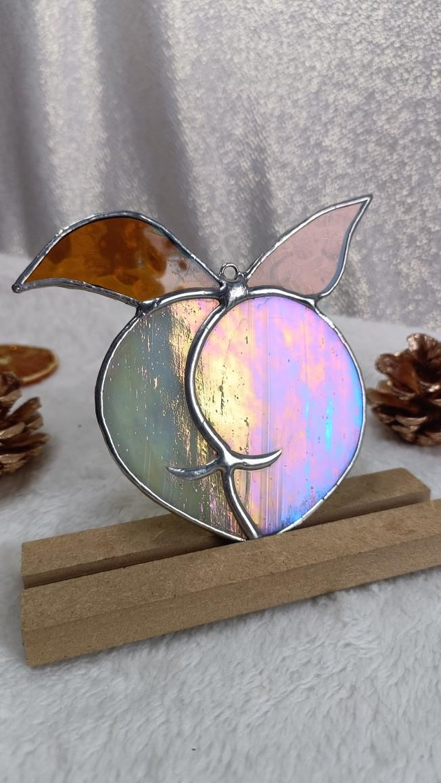 Boule de pêche nacré nœud ambré 