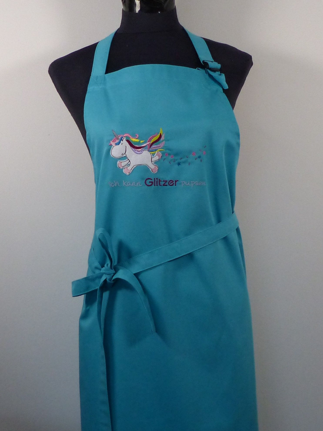 Schürze türkis „Einhorn Glitzer pupsen“