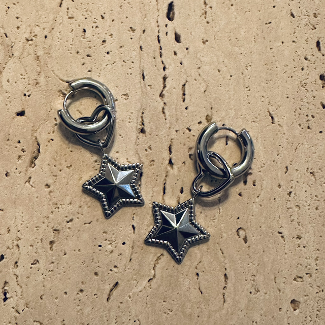 Oorbellen ster zilver 