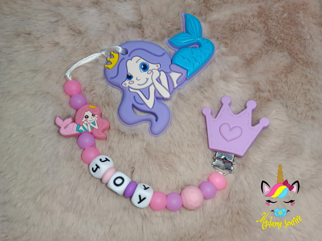 1 Attache tétine + 1 Jouet dentition Sirène 