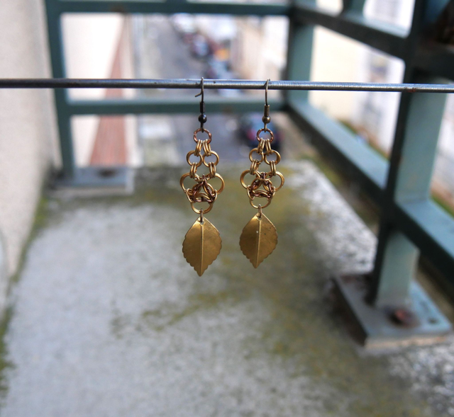 Boucles d'oreille Feuille laiton