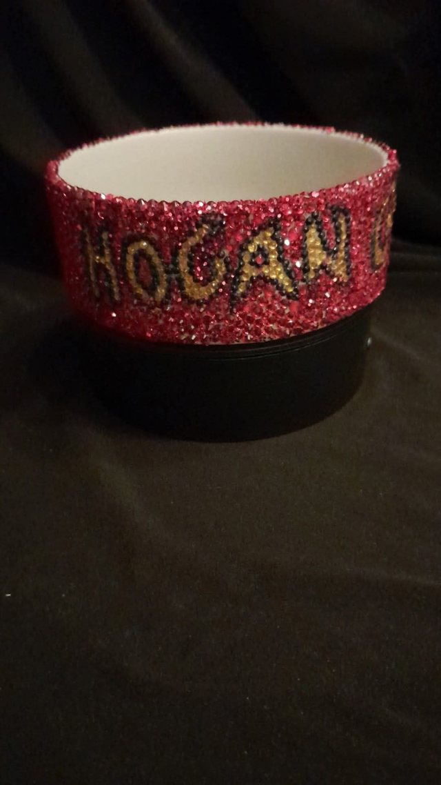Hogan Wrestling RED Hulk Hulk Theme CUSTOM PET NAME Decorated &amp; Designed On A Grey Pet Bowl PRE-ORDER