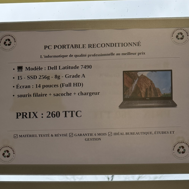 Pc portable « Dell Latitude 7490 » reconditionné 