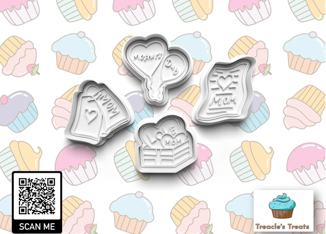 Mother's day Fondant/cookie stamps with cutters (Set 2)