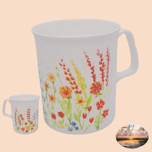 Fine China Mug with English Country Garden Artwork