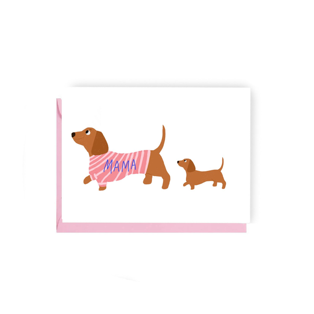 Mama Dog - Illustrated New Baby Card  