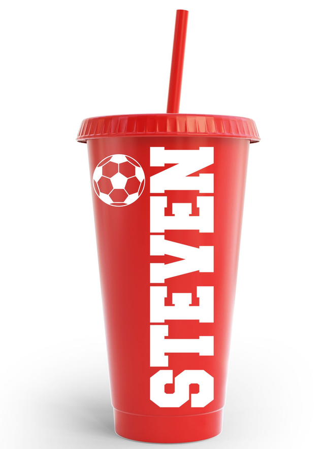 Name &amp; Football Cold Cup Tumbler Custom Personalised Name Birthday &amp; Party's