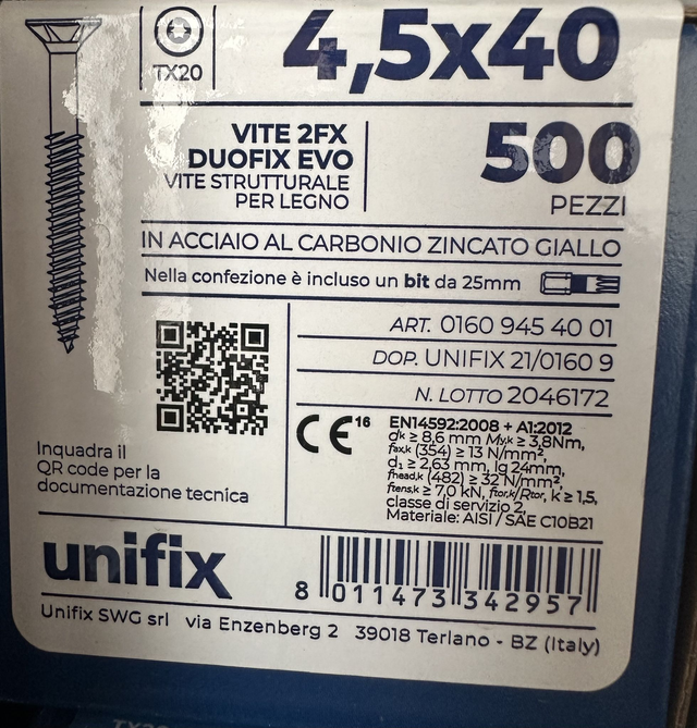 VITE 2FX DUOFIX EVO 4,5X40