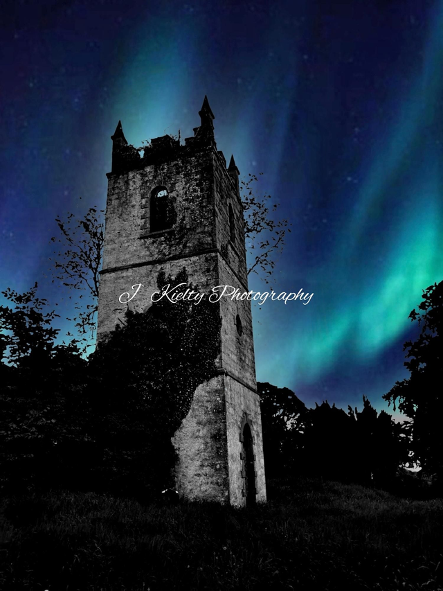 The Northern Lights at Emlaghfad Church, Ballymote, County Sligo. 