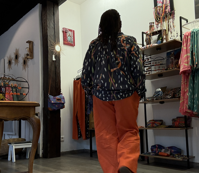 Blouse Yemandja imprimé Hornbill noir