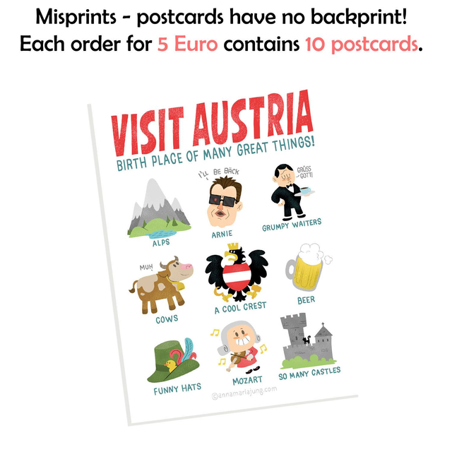 10 x Mistprint Postcards Visit Austria
