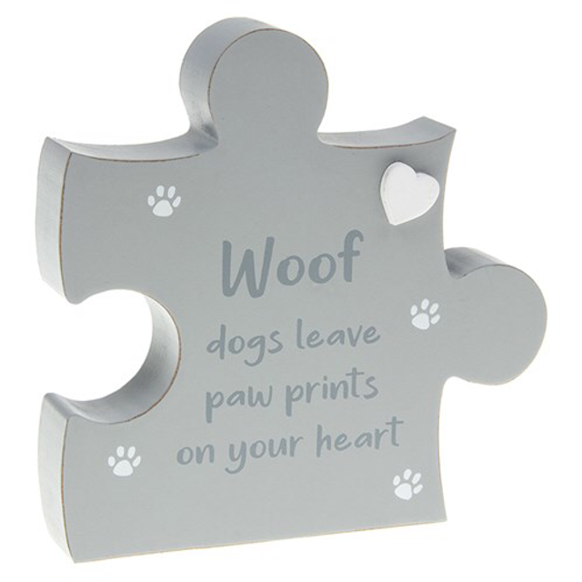 Homeware Positive Message Sign Woof dogs leave paw prints on your heart’