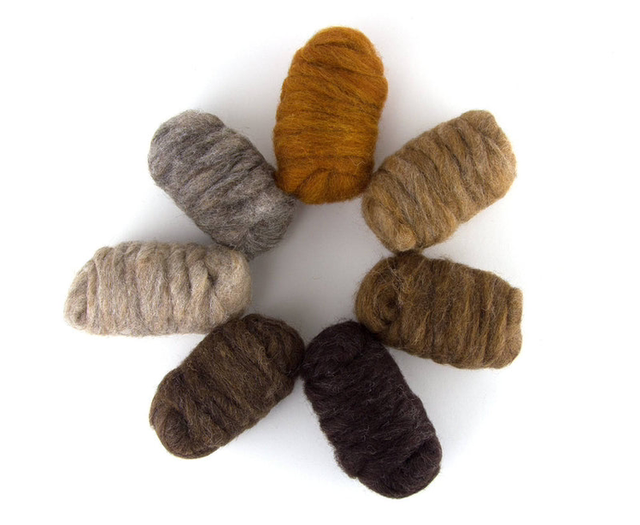 Carded Corriedale Sliver mixed pack Muted Tones