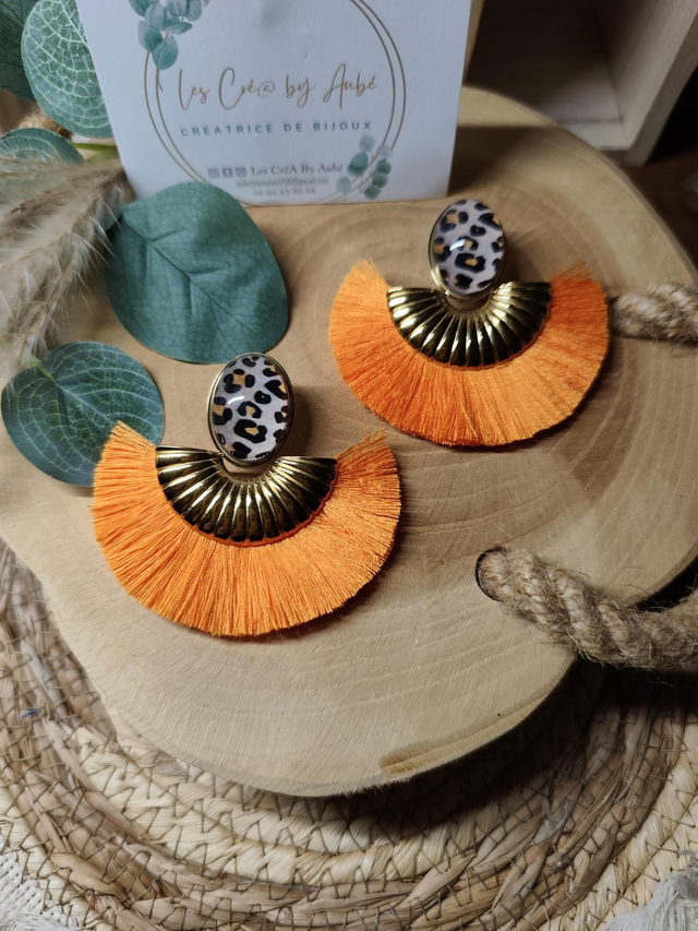 BO BIG LEOPARD/ACIER INOXY GOLD/ POMPONS ORANGE 0001131