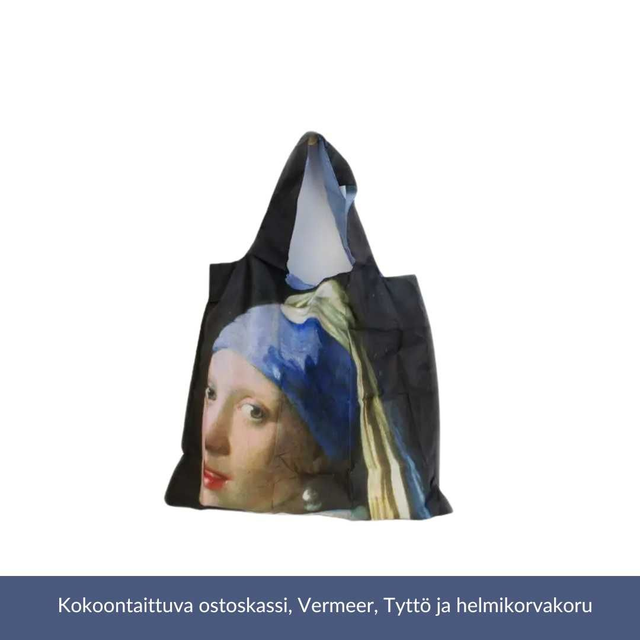 Kokoontaittuva ostoskassi, Vermeer, Tyttö ja helmikorvakoru