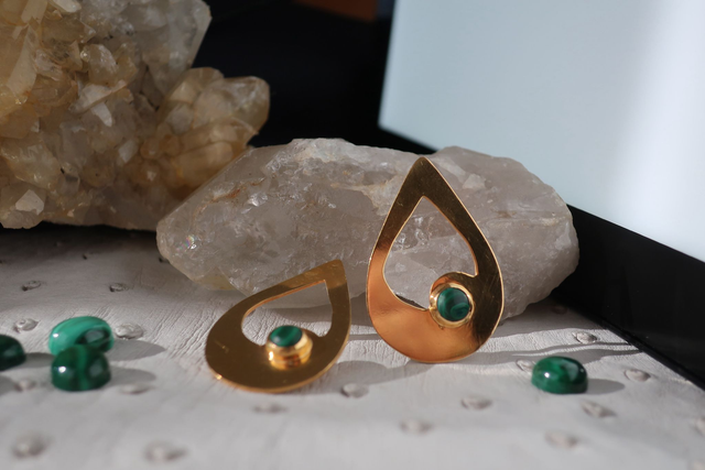 Boucles d'oreille Elégance de Malachite