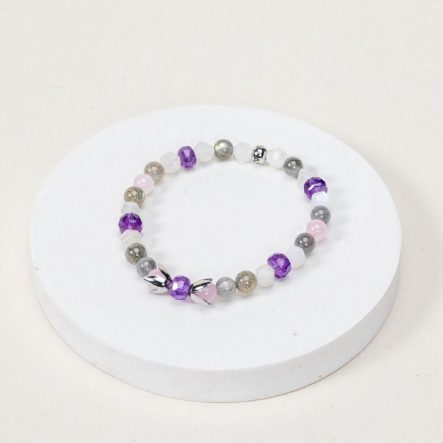 Bracelet Aqua - Labradorite, Améthyste, Quartz rose, Pierre de Lune
