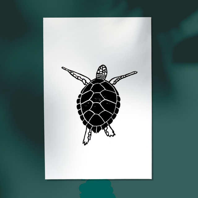Linogravure A6 Tortue