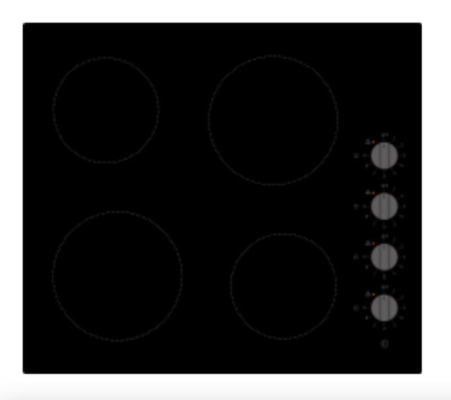  WCH60D 60cm Four Zone Ceramic Hob with Rotary Controls