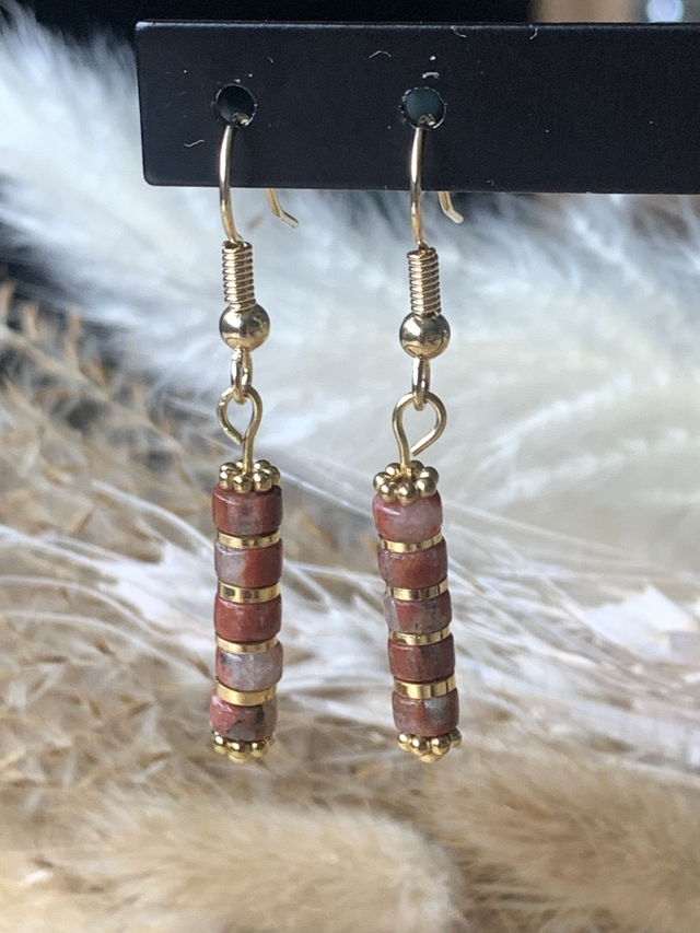 Boucles d'oreilles Soléa Granit Rouge