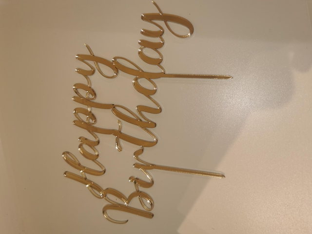 Caketopper Happy Birthday Acryl Gold