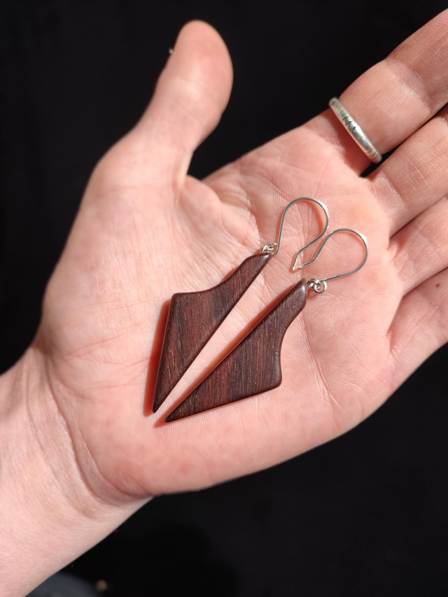 Boucles d'Oreilles en Bois de Palissandre d'Amazonie et Argent