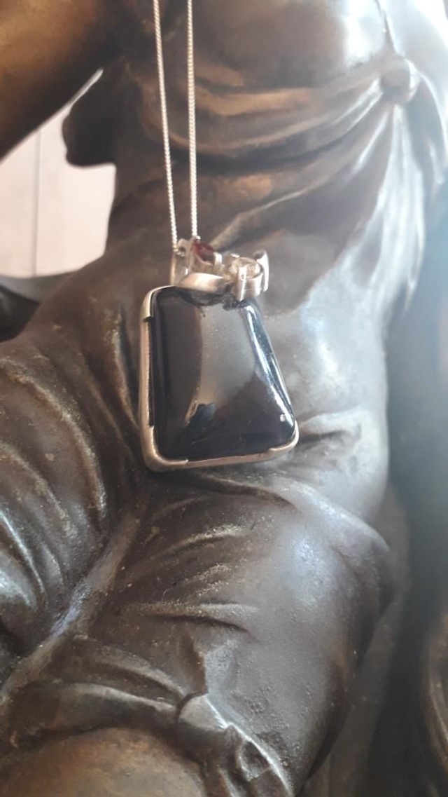 Pendentif améthyste, grenat, citrine, argent 925