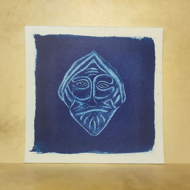 Cyanotype Art Celte - Visage réversible