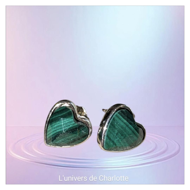 Boucles d&#039;oreilles &quot;Malachite&quot; argent 925
