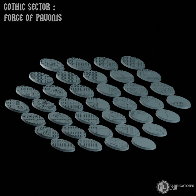 Grimdark Industrial Scenic Bases – 60×35mm oval
