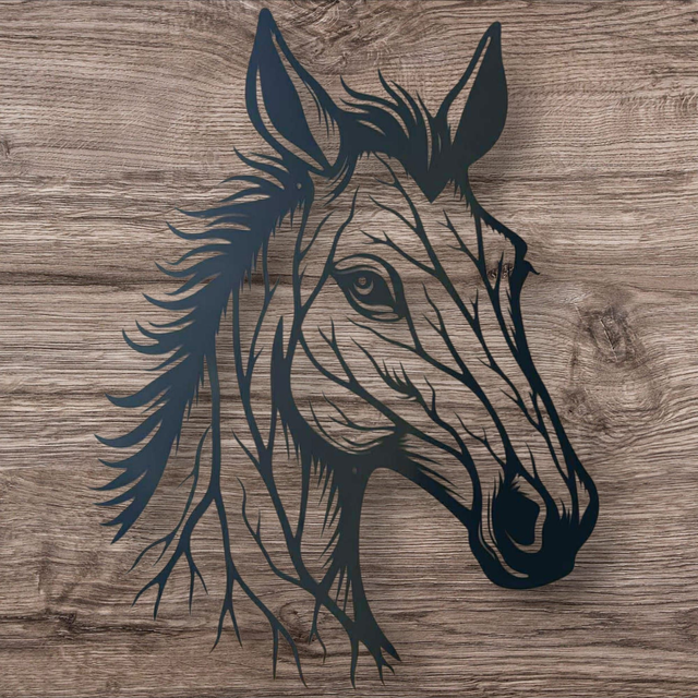 Découpe laser acier tête de cheval 