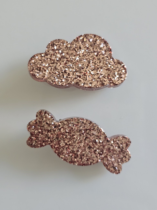 DUO BARRETTES BONBON & NUAGE VIEUX ROSE