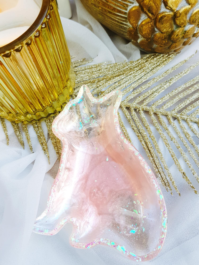 Trinket dish- animal- Dusty pink with holographic glitter