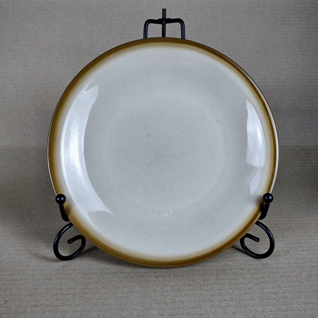 CP Colditz | Ontbijtbord Plat bord (diameter 19,5 cm | hoogte 2,5 cm) voormalig DDR Crème met bruine bies bovenrand | Vintage