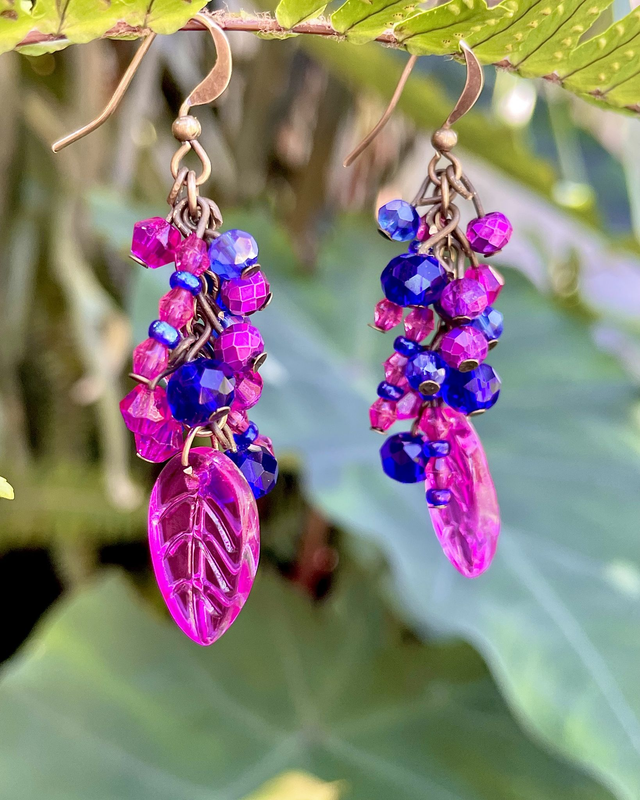 Boucles Peps Color Fuchsia et Bleu roi